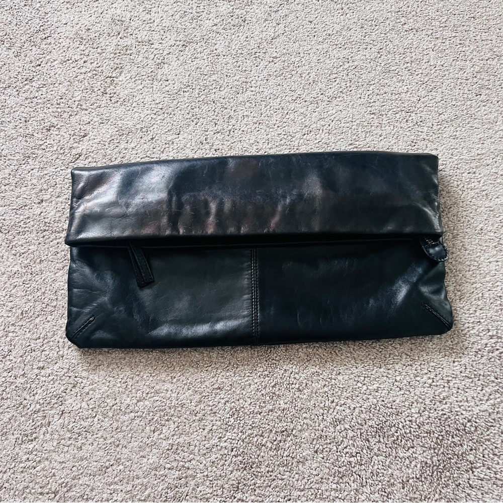 Club Monaco Brand New Black Genuine Leather Unisex Envelop Clutch Bag